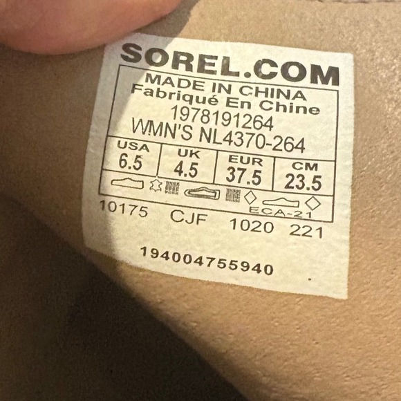 Sorel Women's Beige Suede Hidden Wedge Ankle Boots Side Zip Lug Sole Size 6.5 - Picture 8 of 8